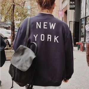 brandy Melville navy blue New York bomber jacket